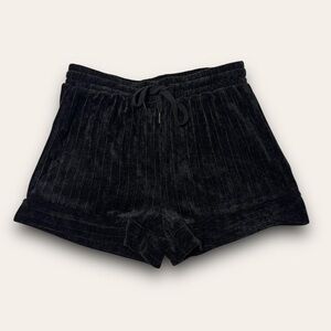 Entro Black Chenille Pull On Shorts Size Medium Cozy Comfy Velour